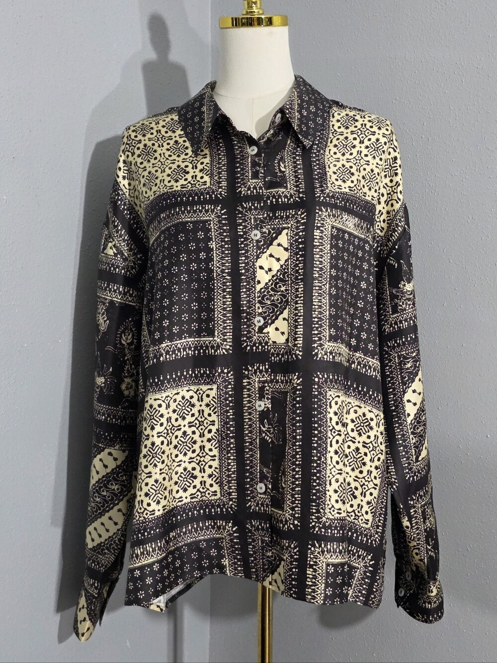 KITH Unisex 100% Silk Bandana Print Oversized Button Down Shirt L